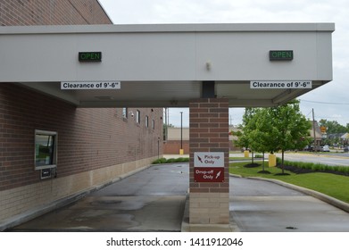 Cuyahoga Falls, Ohio-USA May 26,2019: Drive Thru Pick Up Pharmacy For Rx Medicine.