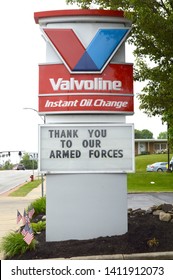 Cuyahoga Falls, Ohio-USA May 26,2019: Valvoline Instant Oil Change Exterior And Logo. Valvoline Instant Oil Change Provides Automobile Preventative Maintenance.