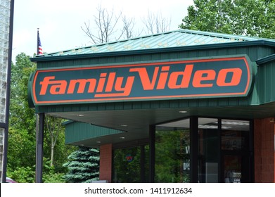 Cuyahoga Falls, Ohio-USA May 26,2019: A Family Video Store Is One Of Few Remaining DVD Movie Rental Stores Across The US.