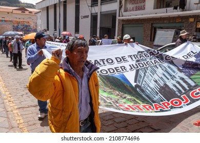 Cuzco, Peru - April 08, 2014: Demonstration And Protests During The Strike Of The Judicial Branch Workers' Union