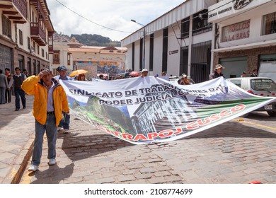 Cuzco, Peru - April 08, 2014: Demonstration And Protests During The Strike Of The Judicial Branch Workers' Union