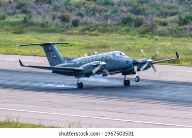 Cuzco, Peru - February 2, 2019: Ejercito Del Peru Beechcraft Airplane At Cuzco Airport (CUZ) In Peru.