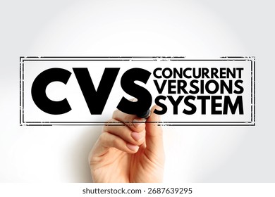CVS - Concurrent Versions System acronym, stamp technology concept background