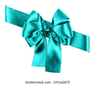 Cyan Bow Made From Silk Ribbon