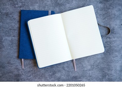 Cyan open lined notebook mockup. Top view