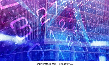 Cyber attack concept, computer abstract code numbers