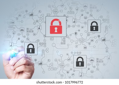 Cyber attack detection. Internet security, information and data safety concept. GDPR. Privacy.