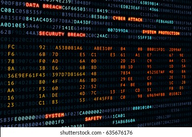 cyber, attack,hacked word on screen binary code display, hacker