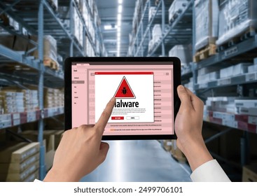 Cyber attacking concept. Malware alert showing on computer screen display scam and threat detection on computer system or online server to be removed snugly. - Powered by Shutterstock - Get 15% off with code: PIKWIZARD15