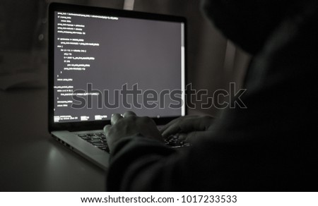 Cyber crime, a laptop hacker, writes codes to access unauthorized things, an illegal way, hacker, crime, cyber