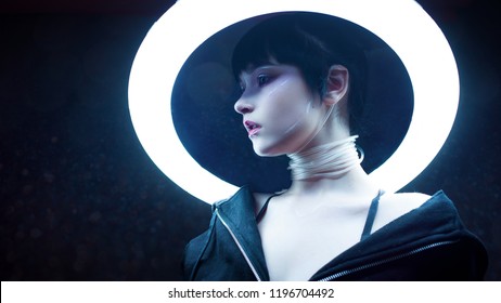 Cyber Girl Beautiful Young Woman Futuristic Stock Photo (Edit Now ...