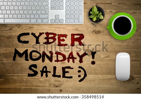 Cyber Monday Message Workstation On Wooden Stock Photo Edit Now