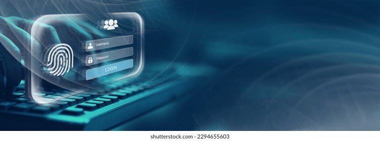 Cyber, personal data and information security. Internet and networking security system concept background. Banner. Copy space.                                