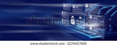 Cyber, personal data and information security. Internet and networking security system concept background. Banner. Copy space.                                 