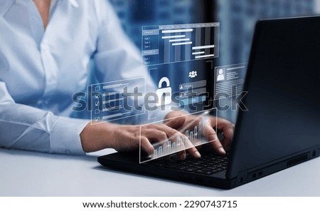 Cyber, personal data and information security. Internet and networking security system concept.                 