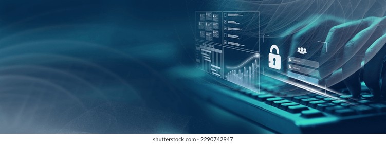 Cyber, personal data, privacy and information security. Internet networking  protection security system concept background. Padlock icon on tech code background. Banner. Copy space.        - Powered by Shutterstock