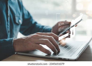 Cyber ​​security and privacy concept to protect data. lock icon and internet network security technology Businessman protects personal information - Shutterstock ID 2345651079