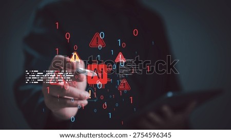 Cyber professionals study Hacker behavior, Attack patterns, and Threats involving Ransomware and Digital systems. Ai can support Fraud and Phishing detection, while Firewall protection safeguards Information, Connection, Login, Network, and Malicious activity. Hacker, Threat, Login. technology background