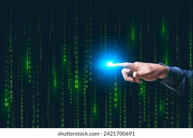 Cyber security, The Businessperson pointing to the Cybersecurity icon and a digital key in the image, emphasizing online security. Soft hands assure trust and safety in your online business endeavors.