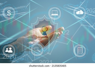 Cyber security concept. Encryption. Data protection. Anti virus software. Communication network.