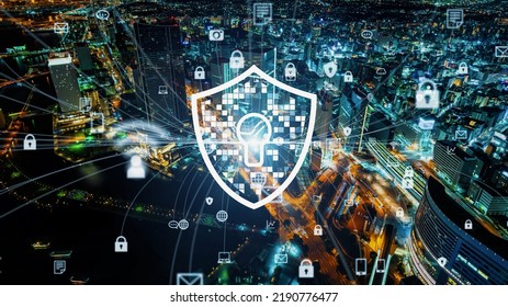Cyber security concept. Encryption. Data protection. Anti virus software. Communication network.