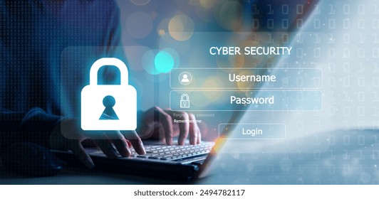 Cyber security concept, information security and encryption, secure access to user's personal information, secure Internet access, cybersecurity. Developing network security system.