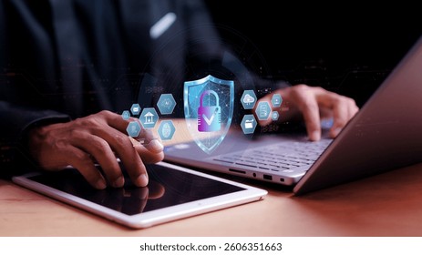 cyber security concept, Login, User, identification information security and encryption, secure Internet access, cybersecurity, secure access to user's personal information,