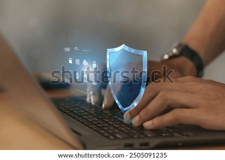 cyber security concept, Login, User, identification information security and encryption, secure Internet access, cybersecurity, secure access to user's personal information.