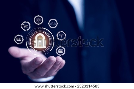 Cyber security concept. Protecting Internet-connected systems, and data from both individual and corporate cyber threats, accessing data by secure encryption.
