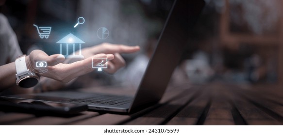 Cyber security concept.digital processing biometric identification to access security system includes internet banking, cloud system and mobile phone