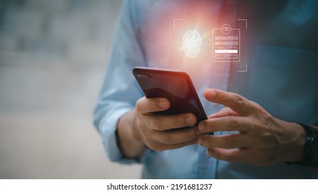 cyber security concepts, login, user fingerprint Secure and encrypted identity,secure access to user personal information , secure internet and network access, cyber security.