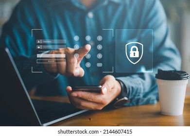 cyber security concwpt, information security and encryption, secure access to user's personal information, secure Internet access, cybersecurity. - Shutterstock ID 2144607415