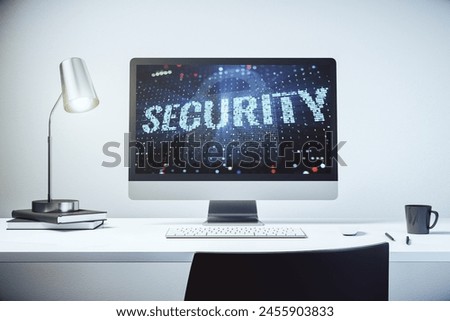 Cyber security creative concept on modern laptop monitor. 3D Rendering