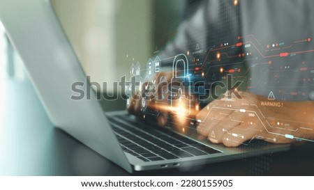 Cyber security or cybercrime attack and threats to the Internet personal information computer network or key lock login to privacy website protection or email access identity concepts.