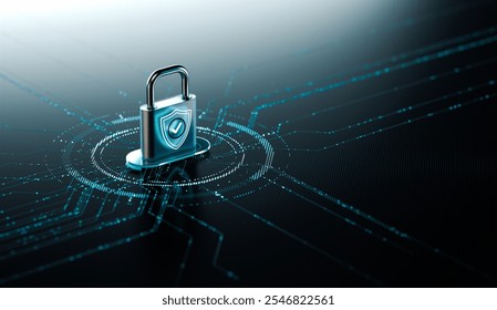 Cyber Security and Data Protection concept with Digital Lock on Circuit Background - Powered by Shutterstock - Get 15% off with code: PIKWIZARD15