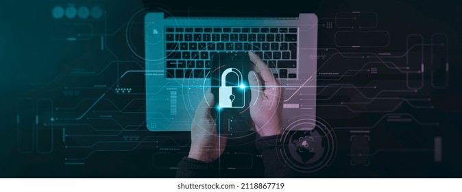 Cyber security and data protection information privacy internet technology concept.Businessman smartphone laptop computer padlock protecting business and financial data virtual network connection. - Powered by Shutterstock