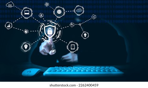 Cyber security Data Protection Information privacy antivirus virus defence internet technology concept,Hand of people touch screen