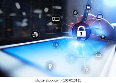 Cyber security, data protection. Internet and tehcnology concept. 