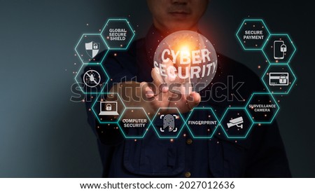 Cyber Security Data storage concept with businessman point and touch screen with cloud service icons. Double exposure