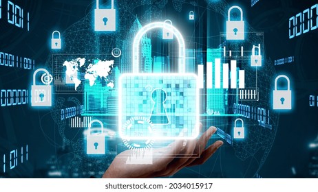 Cyber security encryption technology to protect data privacy conceptual . 3D render computer graphic .