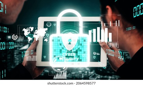 Cyber security encryption technology to protect data privacy conceptual . 3D render computer graphic .