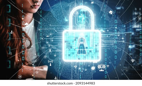 Cyber security encryption technology to protect data privacy conceptual . 3D render computer graphic .