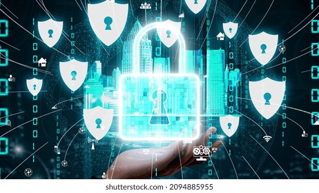 Cyber security encryption technology to protect data privacy conceptual . 3D render computer graphic .