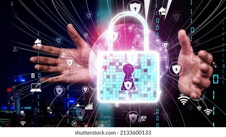 Cyber security encryption technology to protect data privacy conceptual . 3D render computer graphic .