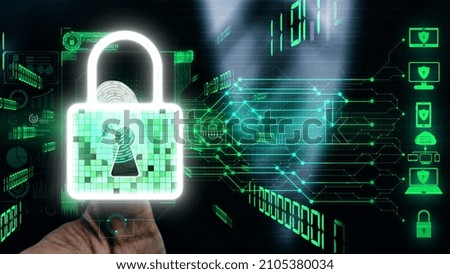 Cyber security encryption technology to protect data privacy conceptual . 3D render computer graphic .