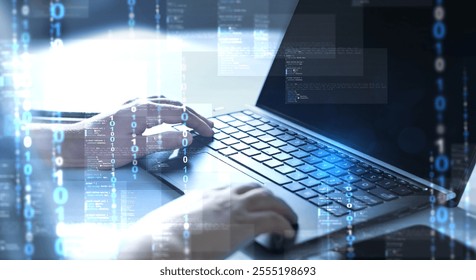 Cyber security firewall interface protection concept.Personal data security and banking. Protecting herself from cyber attacks. 