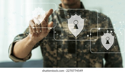 Cyber security and futuristic technology concept businessman using finger to touch fingerprint interface,to scan password,with technology icons and padlock,with artificial intelligence system or ai. - Shutterstock ID 2270774549