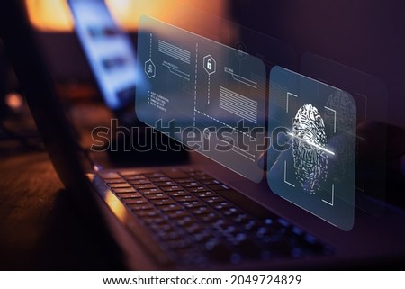 cyber security, login with fingerprint, data protection concept