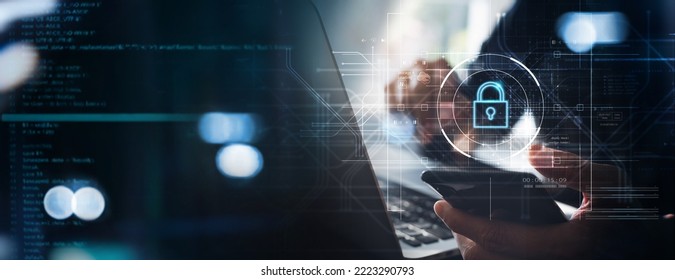 Cyber security network and data protection. Businessman using computer protecting business and financial data with virtual network connection, smart solution from cyber attack, innovation technology - Powered by Shutterstock