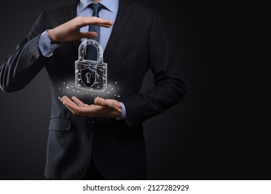 Cyber security network. Padlock icon and internet technology networking. Businessman protecting data personal information on tablet and virtual interface. Data protection privacy concept. GDPR. EU. - Powered by Shutterstock - Get 15% off with code: PIKWIZARD15